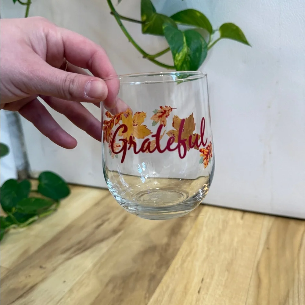 Grateful Autumn Leaves Glass